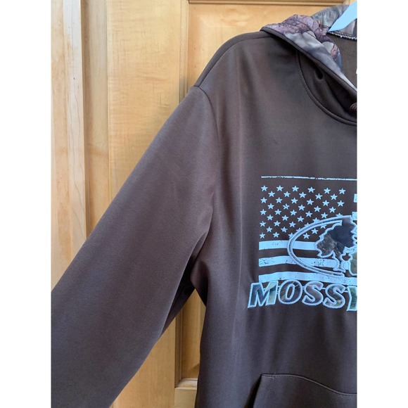 NWT, Mossy Oak Men's Large Long Sleeve Hoodie Kangaroo Hand Warmer Pocket, Brown - Picture 6 of 12